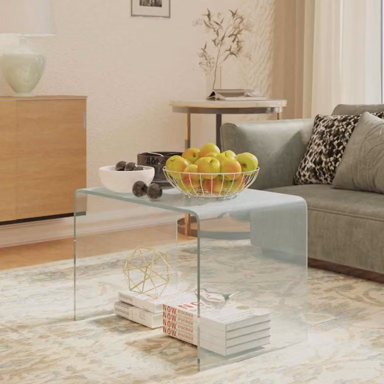 vidaXL Tavolino di Servizio Moderno in Vetro Trasparente, L 40 x P 40 x H 60 cm