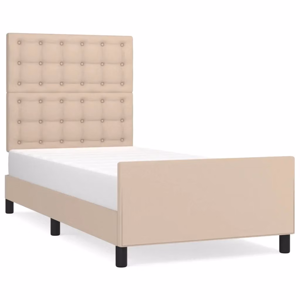 vidaXL Giroletto con Testiera in Similpelle Beige e Marrone, L/P/H: 90 x 190 x 128 cm – 2