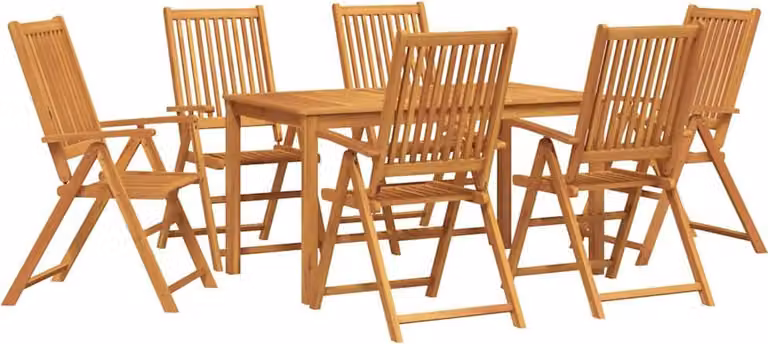 Set da Pranzo per Giardino Pieghevole 7 pcs Marrone