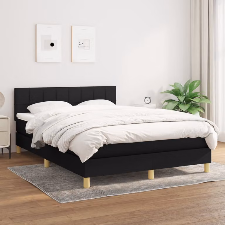 vidaXL Letto Ibrido con Giroletto a Molle e Materasso, Colore Nero e Bianco, L/P: 140 x 200 cm