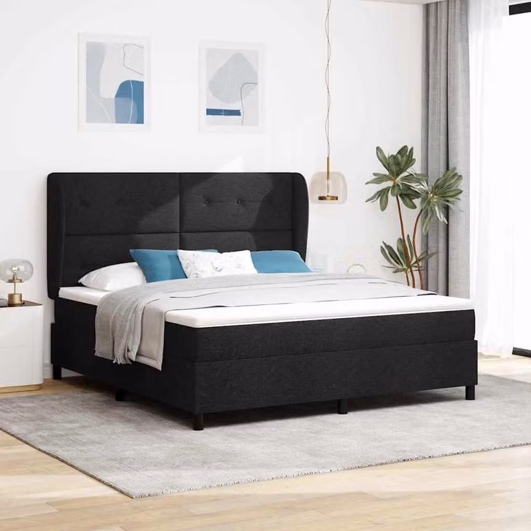 Maison Exclusive - Letto boxspring con testiera nera 180 x 200 cm in tessuto