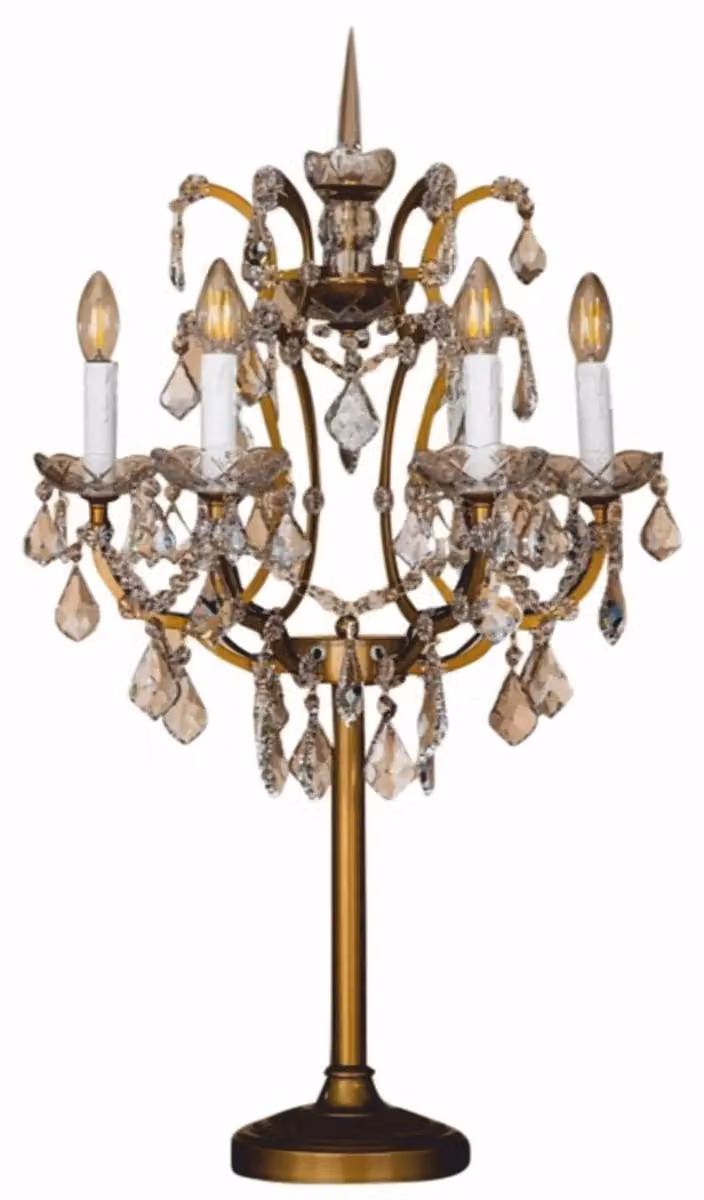 Lampada da tavolo in cristallo in stile barocco, modello "Casa Padrino", color oro, altezza 85 cm. Lampada da scrivania in stile barocco, elegante e decorativa. Lampade in cristallo in stile barocco