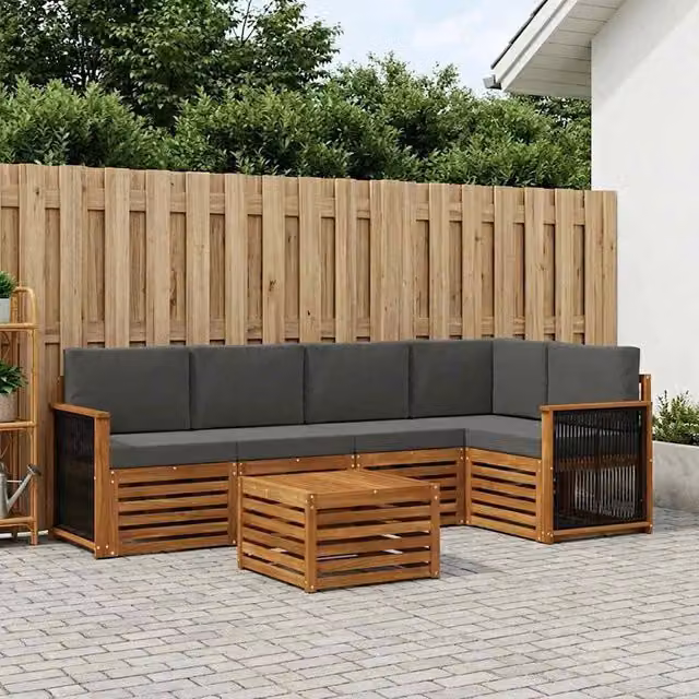 Set di divani da esterno 6 pz Naturale e Antracite 3384383