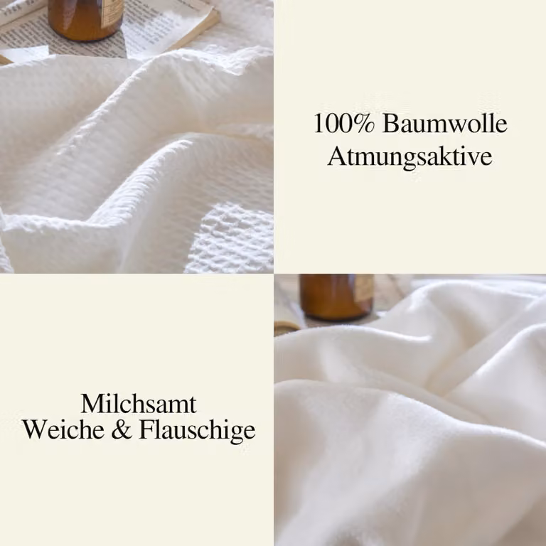 Coperta in cotone, struttura waffle, 220x240 cm, bianca, antistatica, ideale per la cucina