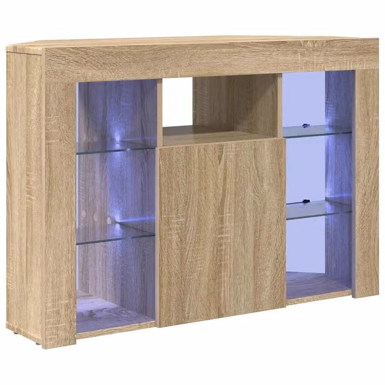 Mobile TV con illuminazione LED vidaXL in legno rovere, L: 102 cm, P: 40 cm, H: 68 cm