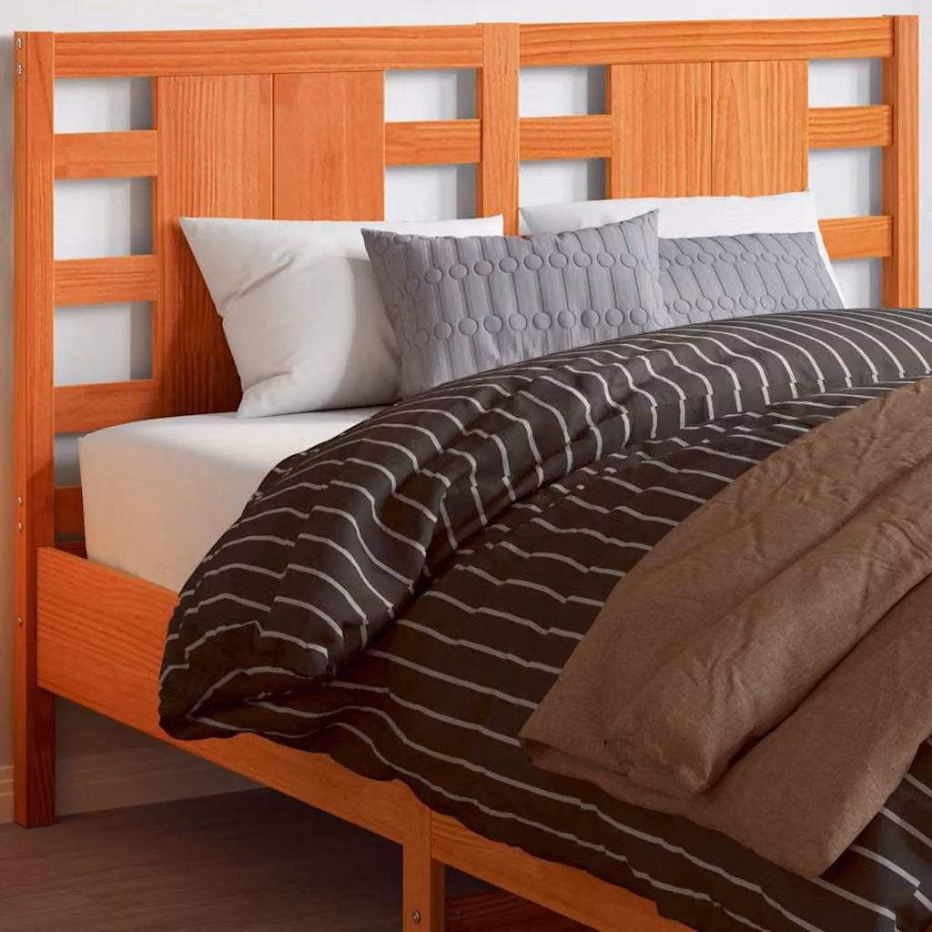 Testiera per letto vidaXL in legno massello di pino color marrone cera stile rustico L: 140,5 cm