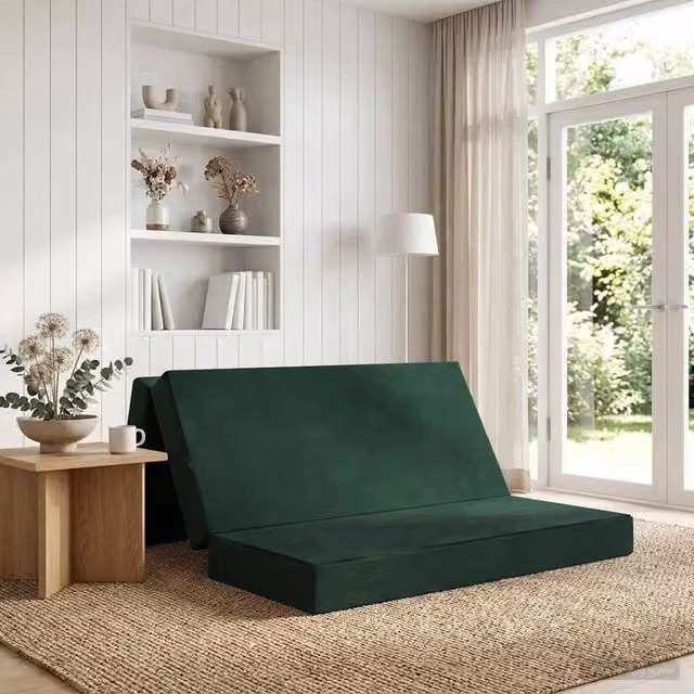 Divano Letto Pieghevole Moderno vidaXL Verde, L/P/H: 140 x 67 x 45 cm