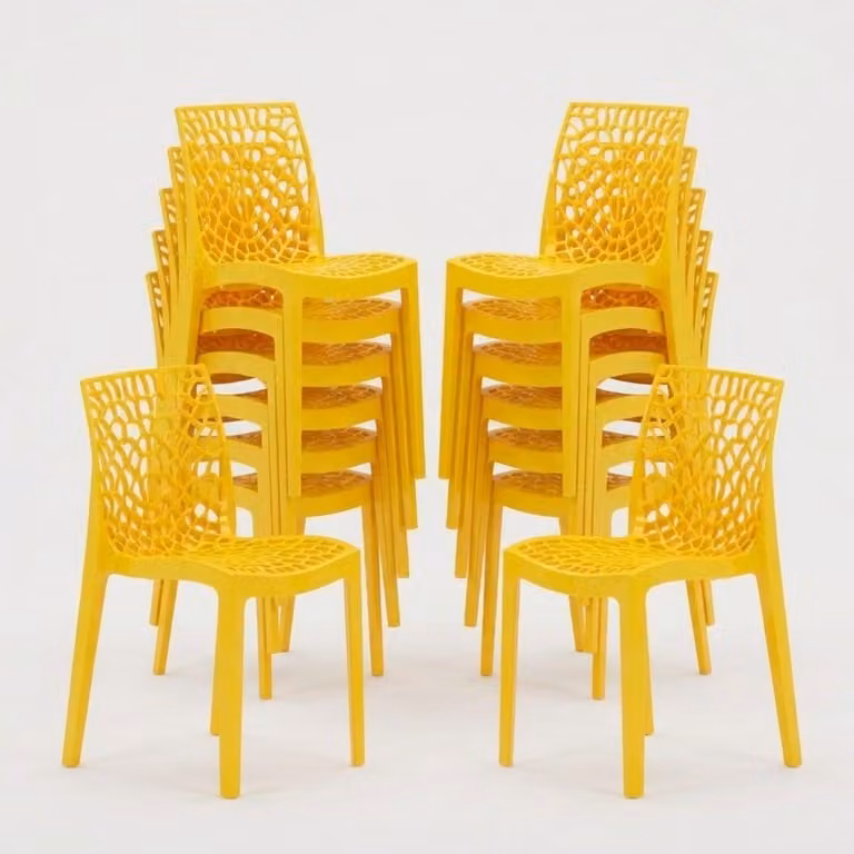 set di 22 sedie impilabili Gruvyer Grand Soleil per bar e ristoranti - giallo