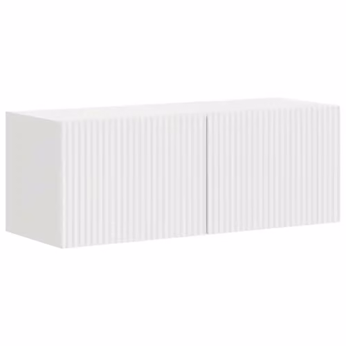 Set di 2 mobili per TV da parete moderni, design minimalista, 60 x 31 x 29,5 cm, in legno di ingegneria, bianco lucido 02_0054878