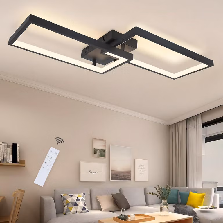 ZMH lampada da soffitto Plafoniera LED dimmerabile con telecomando 40W metallo nero lampada da soggiorno design moderno lampada da camera da letto lampada da cucina per camera da letto sala da pranzo soggiorno studio corridoio
