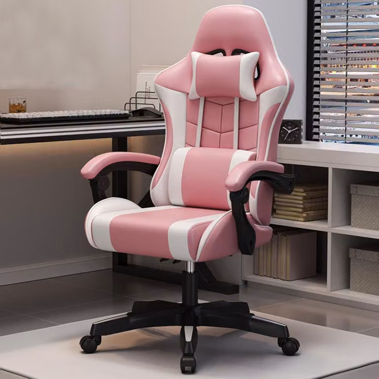 Sedia da gioco Sedia da computer Sedia girevole Esport Sedia da scrivania Sedia ergonomica regolabile in altezza Sedia da ufficio Rosa 【YXY7008-FEN】
