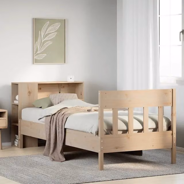 Giroletto con Libreria in Legno di Pino Marrone VIDAXL L: 190 cm, P: 82 cm, H: 81 cm