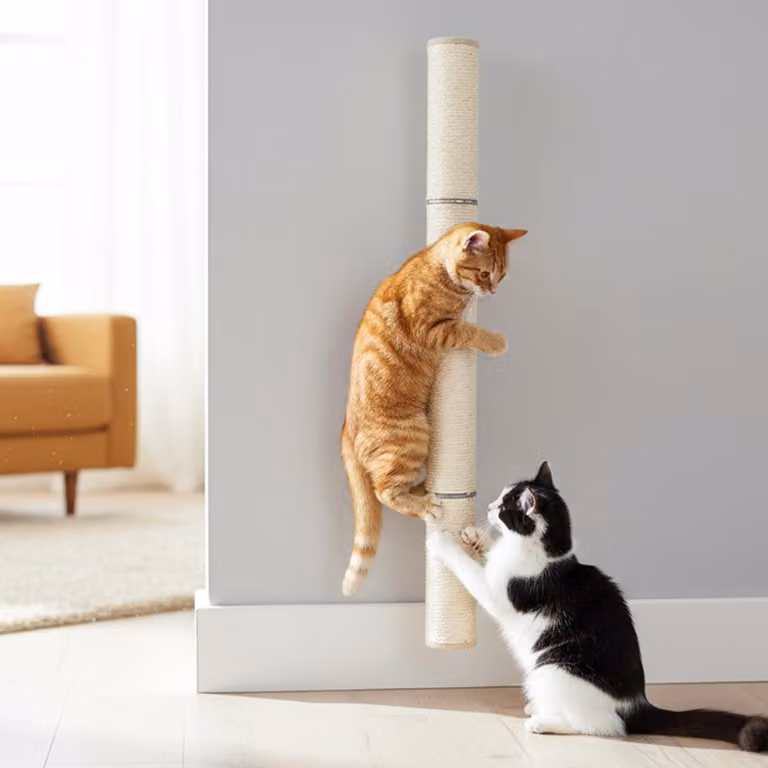 Albero per gatti da 81 cm, adatto a gatti di grossa taglia, realizzato in sisal e legno, da montare a parete