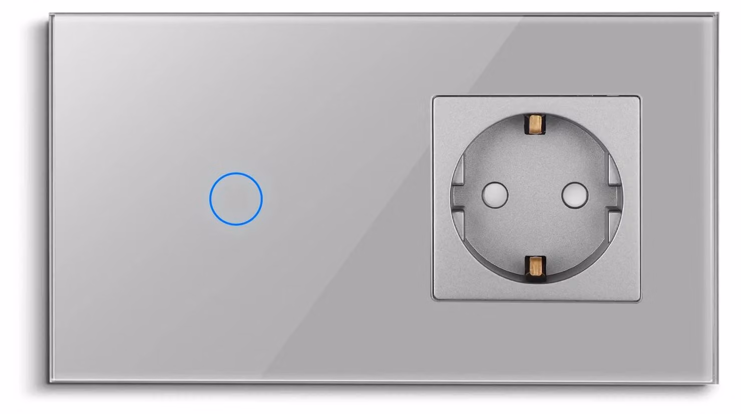 Presa a muro, porte USB Type-C, interruttore a sfioramento, 1 interruttore e 1 presa, spina UE