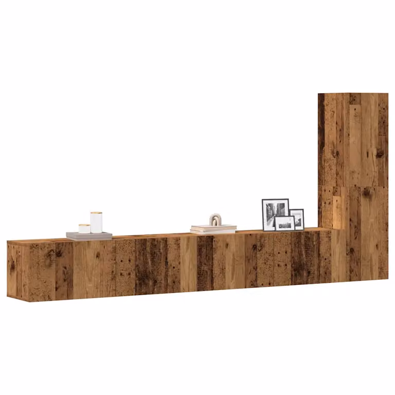 Set Mobile TV vidaXL in 3 pezzi, Montaggio a Parete, Legno Antico Marrone in MDF e Truciolato