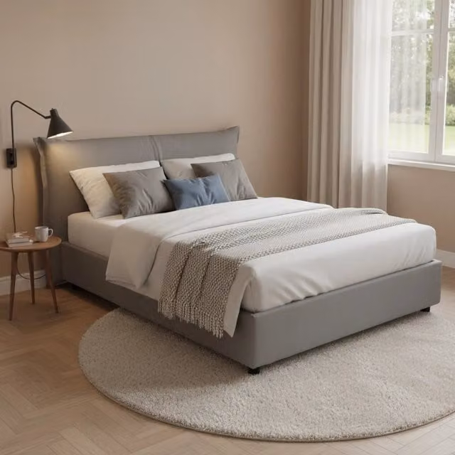 Letto Matrimoniale Abarat Talamo Italia Grigio con Contenitore Lift Up L/P: 160 x 200 cm