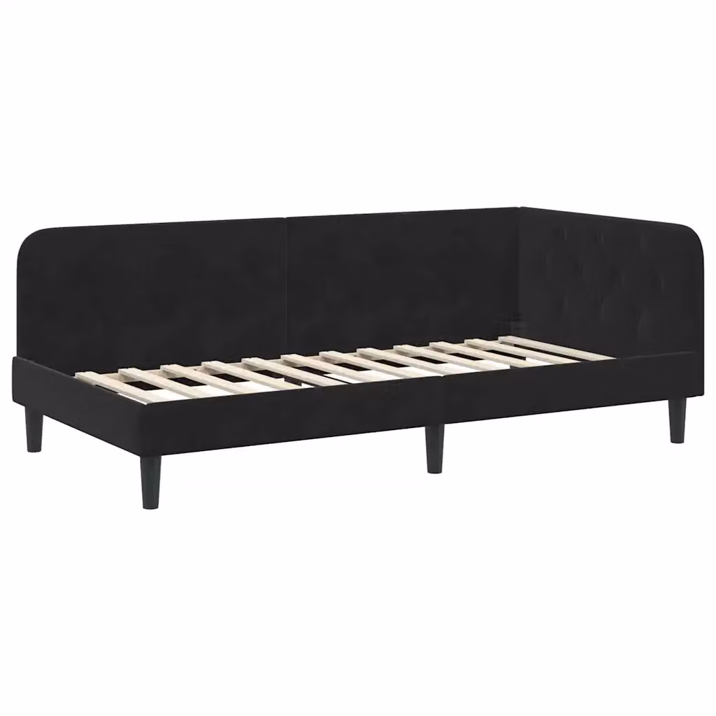 Cornice del letto ad angolo vidaXL in velluto nero L/P/H: 204 x 140 x 104 cm – 2