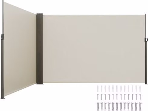 Tenda Laterale Retrattile VEVOR Beige in Poliestere Impermeabile con Protezione UV, Paravento Divisorio per Giardino e Balcone L: 600 cm, H: 200 cm