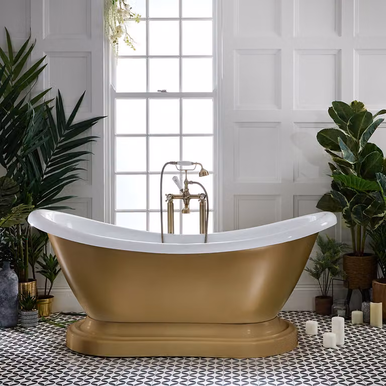 Vasca da Bagno Tradizionale Freestanding a Doppia Estremità - Rame Metallizzato - 1750mm x 730mm - Ryther