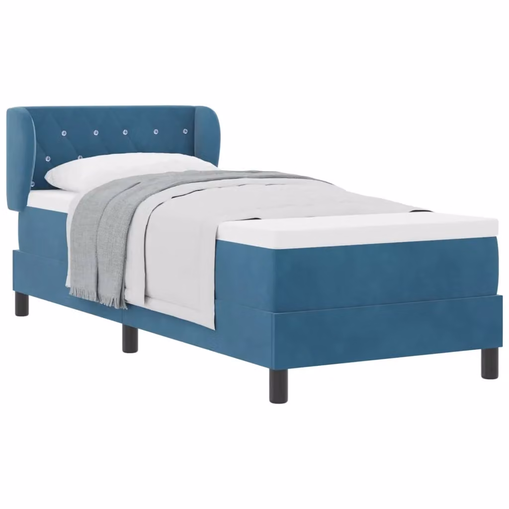 Letto a molle moderno vidaXL con testiera in velluto blu, L/P/H: 80 x 200 cm – 2