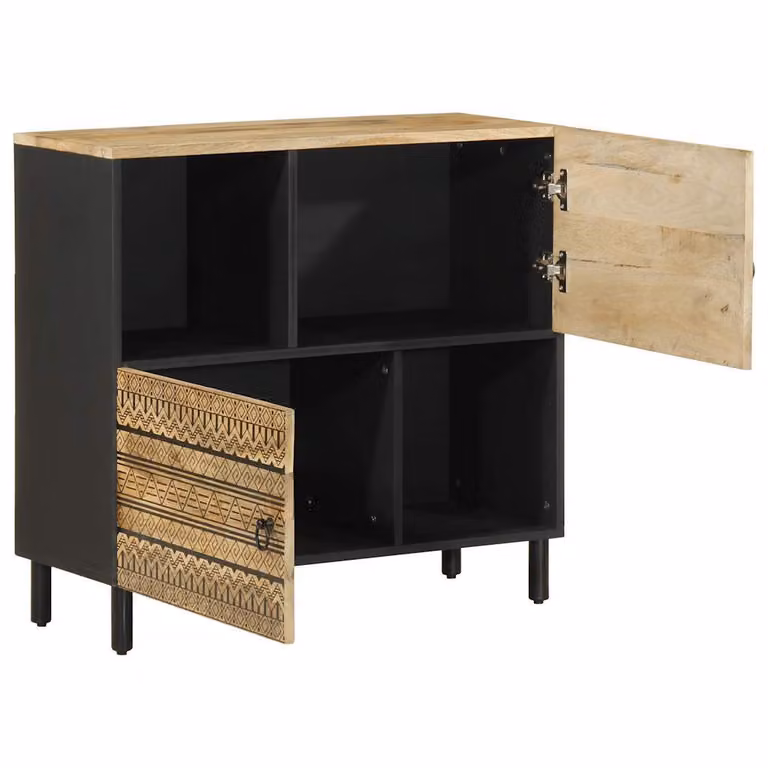Credenza 80x33,5x75 cm in Legno Massello di Mango Grezzo