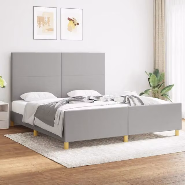 Giroletto vidaXL senza materasso in tessuto grigio chiaro con struttura in legno di larice L/P/H: 203 x 180 x 186 cm