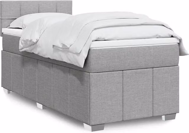 Letto Ibrido vidaXL con Giroletto a Molle e Materasso in Tessuto Grigio e Bianco L/P: 80 x 200 cm