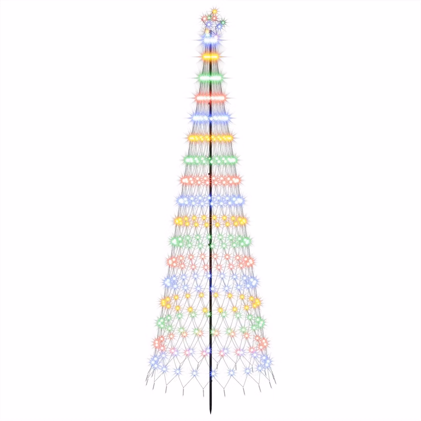 Albero di Natale a LED, altezza 300 cm, 350 LED, multicolore, struttura in ferro, colore nero
