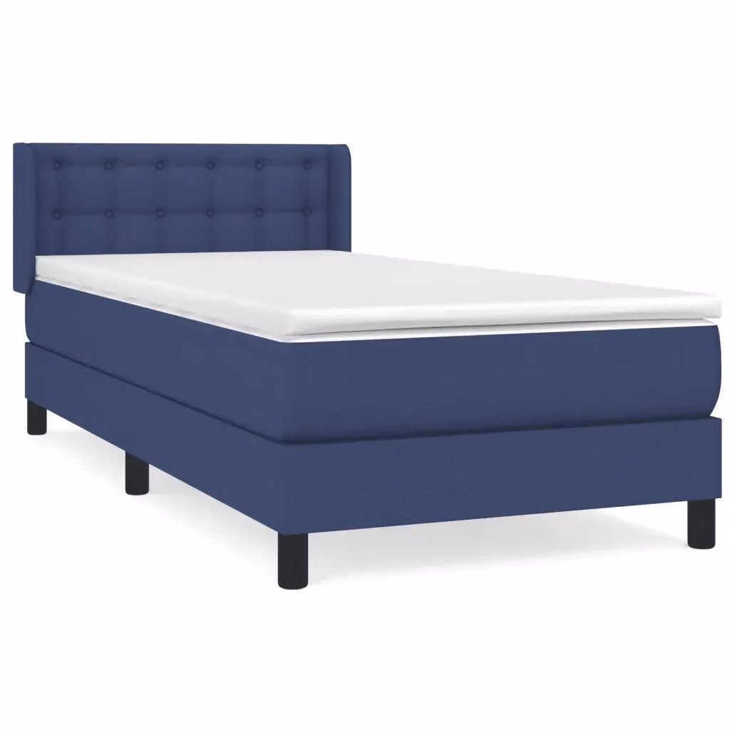 vidaXL Giroletto a Molle con Materasso Blu e Bianco in Tessuto L/P/H: 80 x 200 x 83 cm – 2