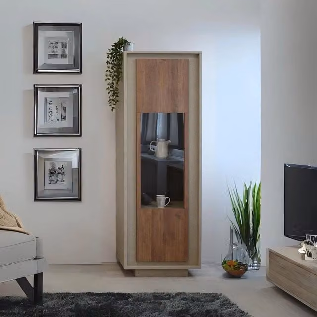 Vetrina con anta Open 67x40x197h colore noce mercure e cashmere