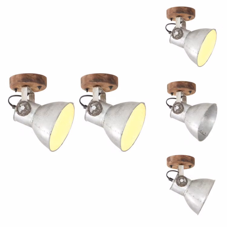 vidaXL Lampade da parete/soffitto in stile industriale 2 pezzi argento 20x25 cm E27 - Lampade