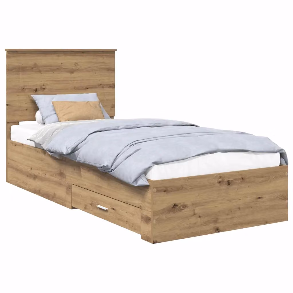 Struttura letto moderna con cassetto vidaXL in legno marrone L/P/H: 190 x 90 x 34 cm – 2
