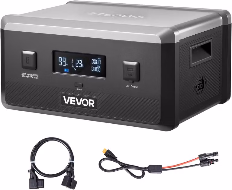 Batteria di espansione aggiuntiva da 2160 Wh al litio ferro fosfato (LiFePO4) per centralina portatile, dotata di 3 porte di uscita
