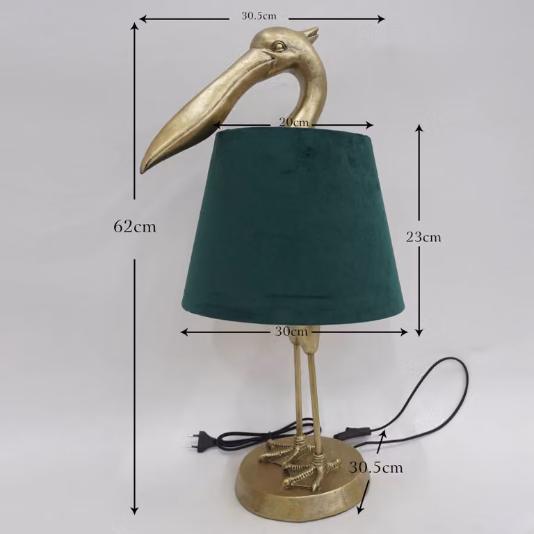 KARE Lampada da tavolo Pelican, Ottone / Oro, Soggiorno / Sala da pranzo, Tessuto / Stoffa / Seta, Moderno, Lampada da tavolo