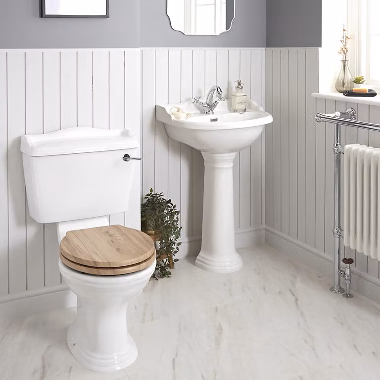 Set Bagno con Sanitario WC Monoblocco e Lavabo su Colonna - Ryther