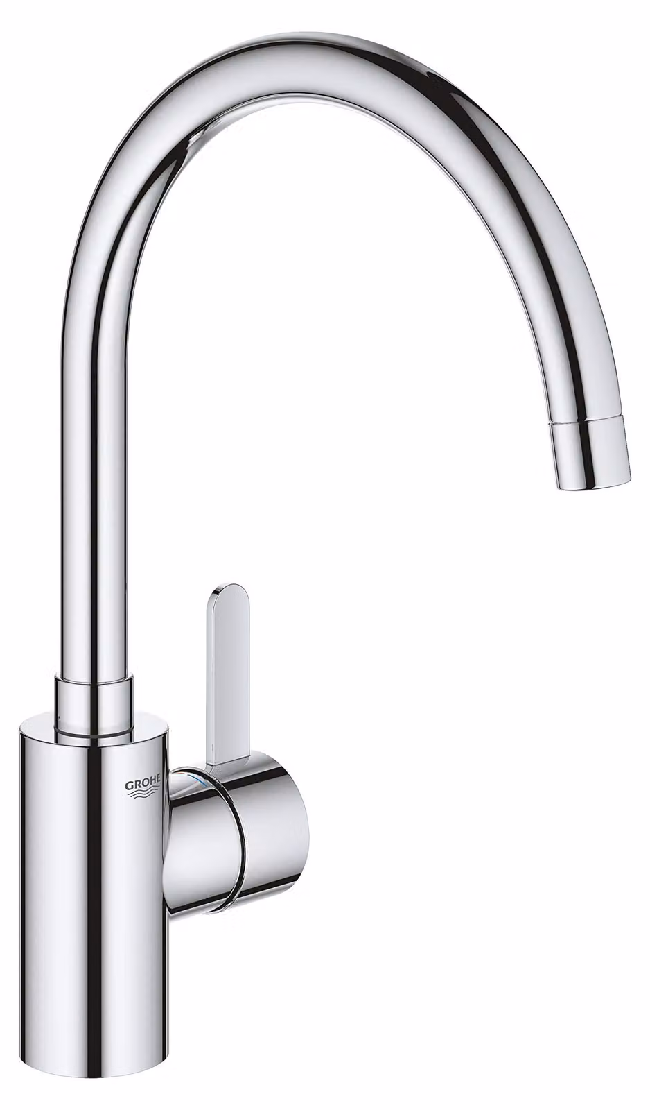 Miscelatore monocomando per lavabo, cromato, con portata di 5,7 litri/minuto, e possibilità di regolare l'angolo di rotazione