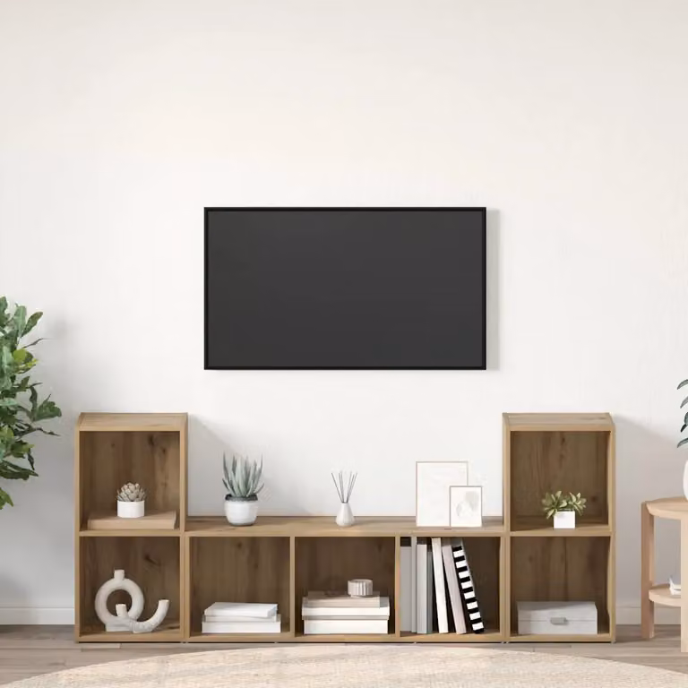 Set mobile TV moderno vidaXL in 3 pezzi color marrone in legno ingegnerizzato e MDF