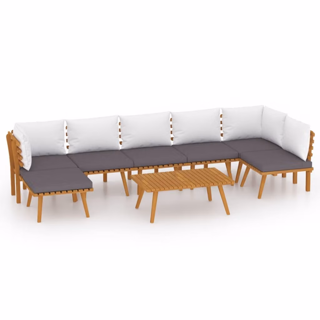 Set Divani da Giardino 8 pz con Cuscini in Massello di Acacia