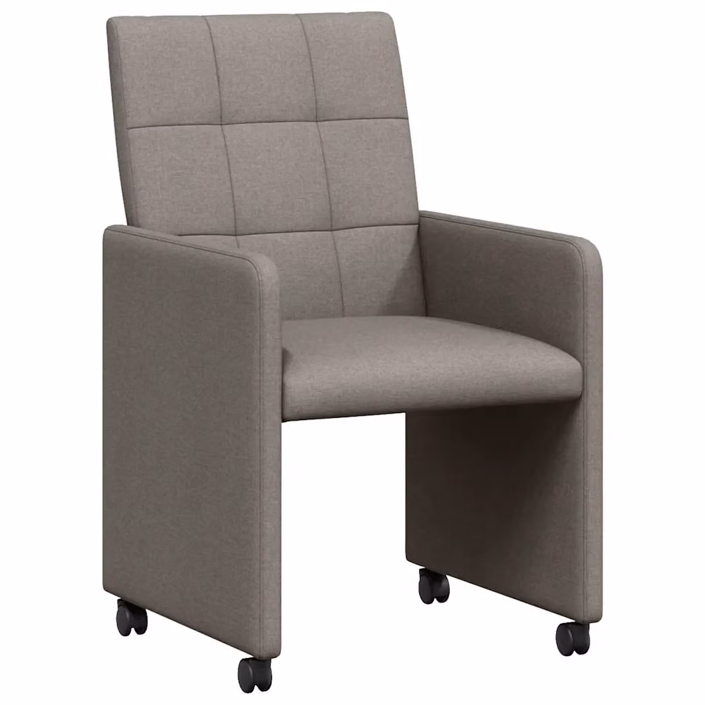 Set di 2 sedie da pranzo vidaXL con ruote e braccioli in tessuto, L/P/H: 58 x 65 x 94 cm – 2