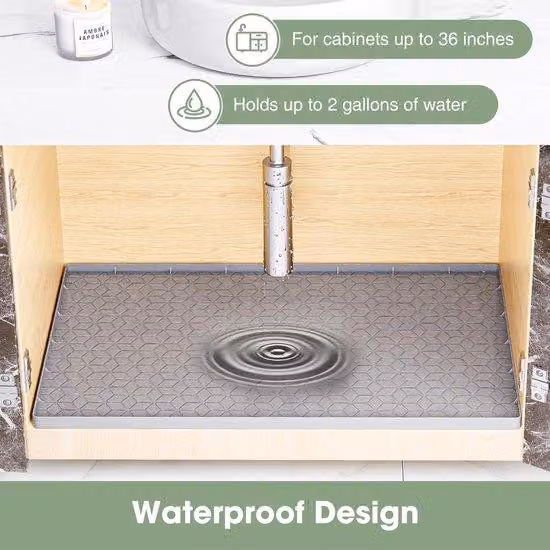 Allecto Premium - Tappetino impermeabile e antiscivolo per mobili da cucina - Grigio - 864 x 559 cm