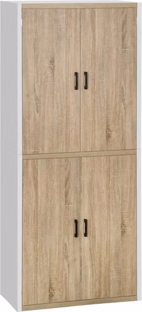 Mobile Dispensa Cucina 4 Ante 80x40x182 cm in MDF Bianco e Legno
