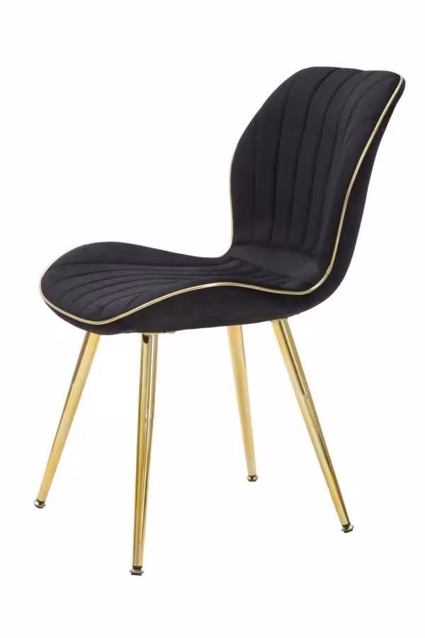Set di 2 sedie Paris Space Charme1921 in velluto nero e oro per cucina, L/P/H: 46 x 58 x 77 cm – 2