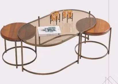 Luxuriöser 3-teiliger Couchtisch Wohnzimmer Glastisch Exklusiver Tisch