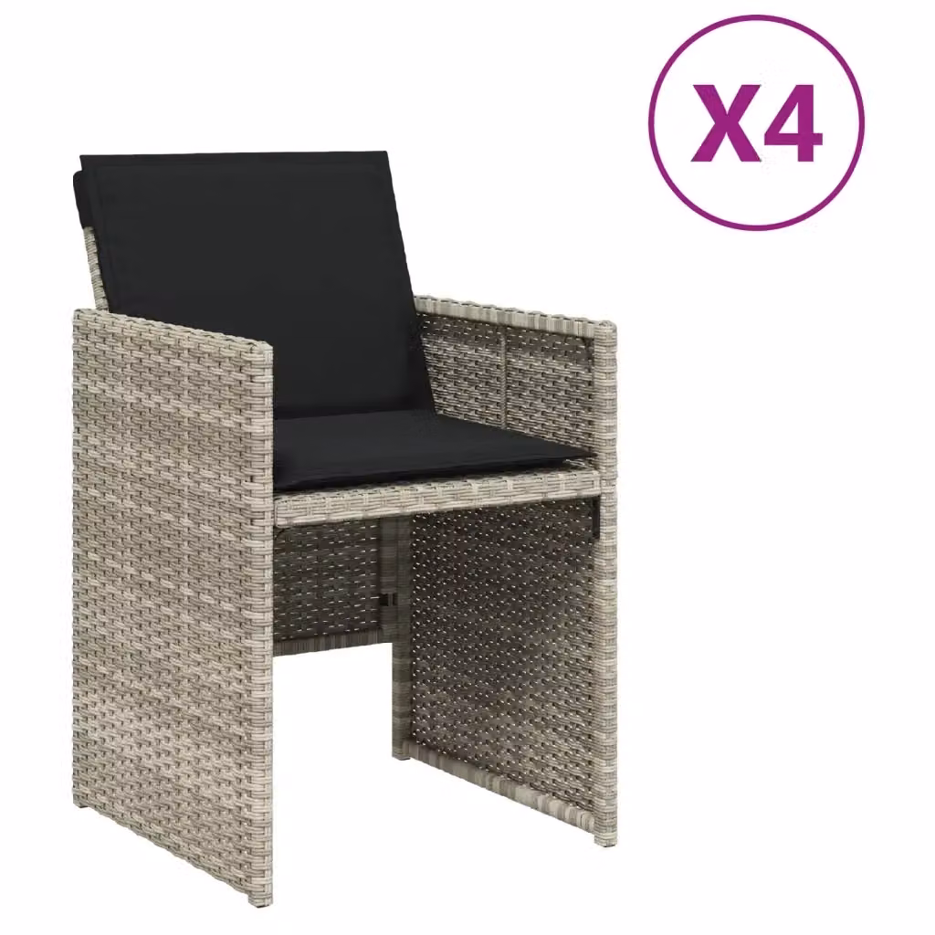 Set di 4 sedie da giardino vidaXL in polyrattan con cuscini, colore grigio antracite opaco – 2
