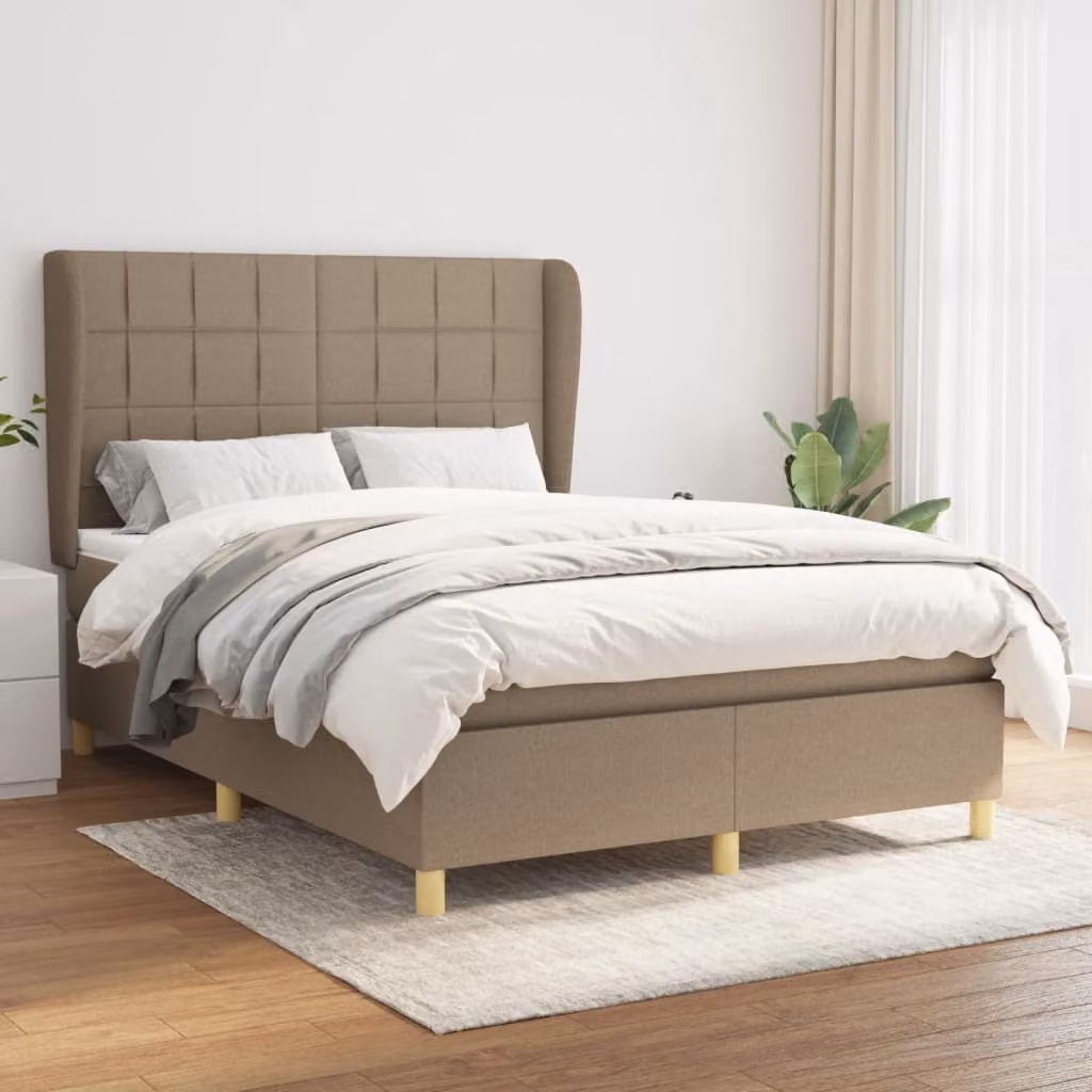 Maison Exclusive - Giroletto a Molle con Materasso Tortora 140x190 cm in Tessuto