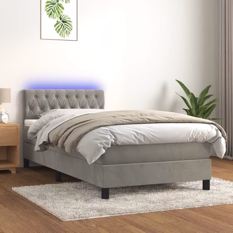 Maison Exclusive - Letto a Molle con Materasso e LED Grigio Chiaro 100x200 cm Velluto