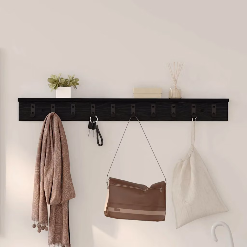 Appendiabiti a muro moderno vidaXL in legno nero L 100 x P 10,5 x H 10,5 cm