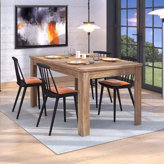 DMORA Tavolo Rettangolare Allungabile in Legno Marrone per Cucina e Sala da Pranzo L: 160 cm, P: 91 cm, H: 77 cm