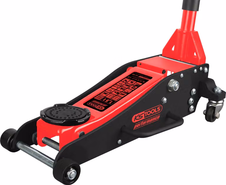 Carrello idraulico, portata 1500 kg, alluminio, altezza da 90 a 360 mm, colore: rosso