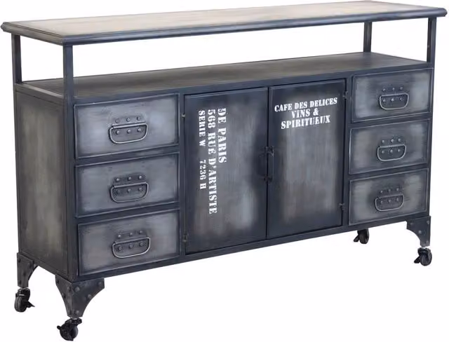Madia per soggiorno Industrial in Acciaio cm 132 5x37 5x82 - HIRAM
